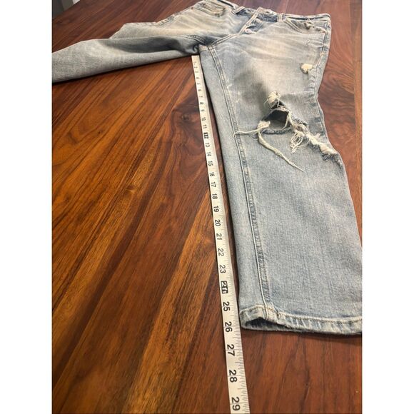 Daze Women's Light Wash Button Fly Straight Leg Whiskering Ripped Jeans Size 28 - Picture 4 of 11